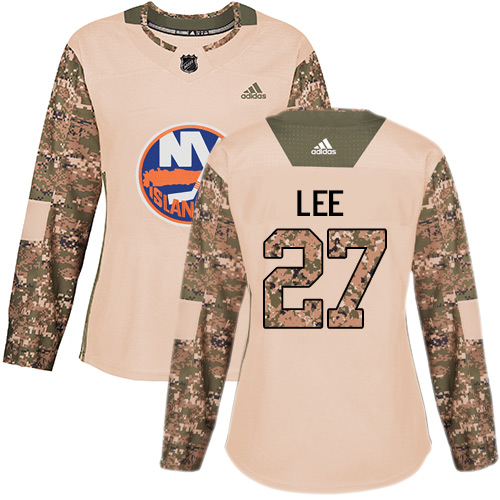 Adidas Islanders #27 Anders Lee Camo Authentic Veterans Day Women's Stitched NHL Jersey - Click Image to Close